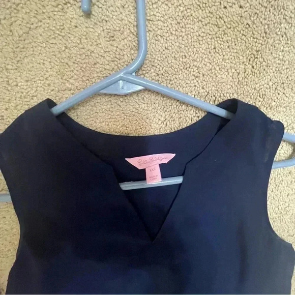 Lilly Pulitzer Gramercy Sleeveless Peplum Ruffle Blouse True Navy M XXS - Picture 7 of 9